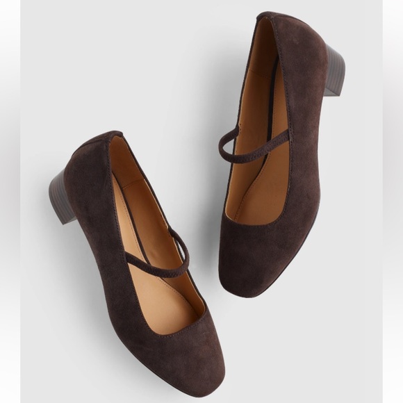 Madewell The Greta Pump Dark Brown Suede Mary Jane Block Heels Womens Size 8 New - Picture 9 of 9